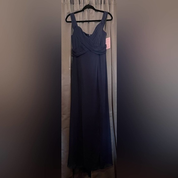 Social Bridesmaid Off The Shoulder Criss Cross Bodice Trumpet Gown - Picture 3 of 7